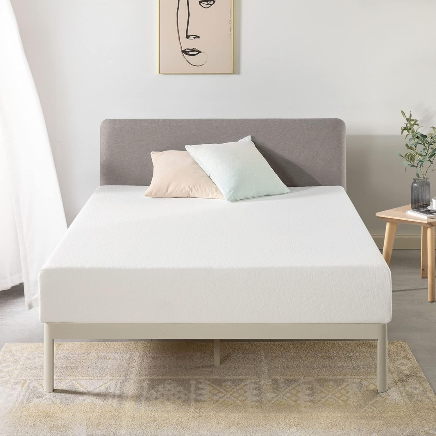 10″ Green Tea Memory Foam Queen Mattress – Bed-In-A-Box, White
