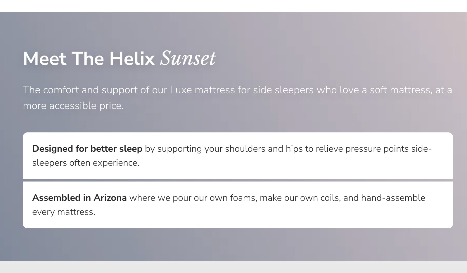 Helix Sunset King Mattress Soft Side Sleeper Hybrid Open Box