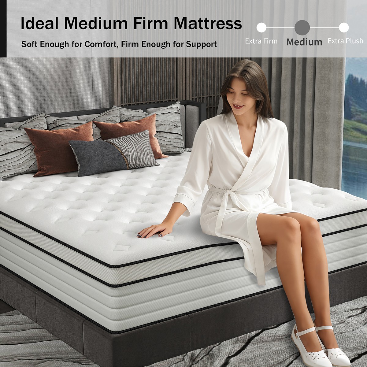12/14 Inch Full Queen King Size Mattress Hybrid Foam Innerspring Bed in a Box
