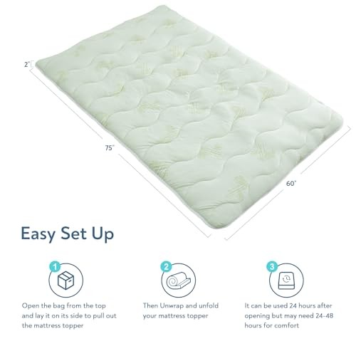 Viscose Mattress Topper for RV Camper, Dual Layer 2 Inch Short Queen Green