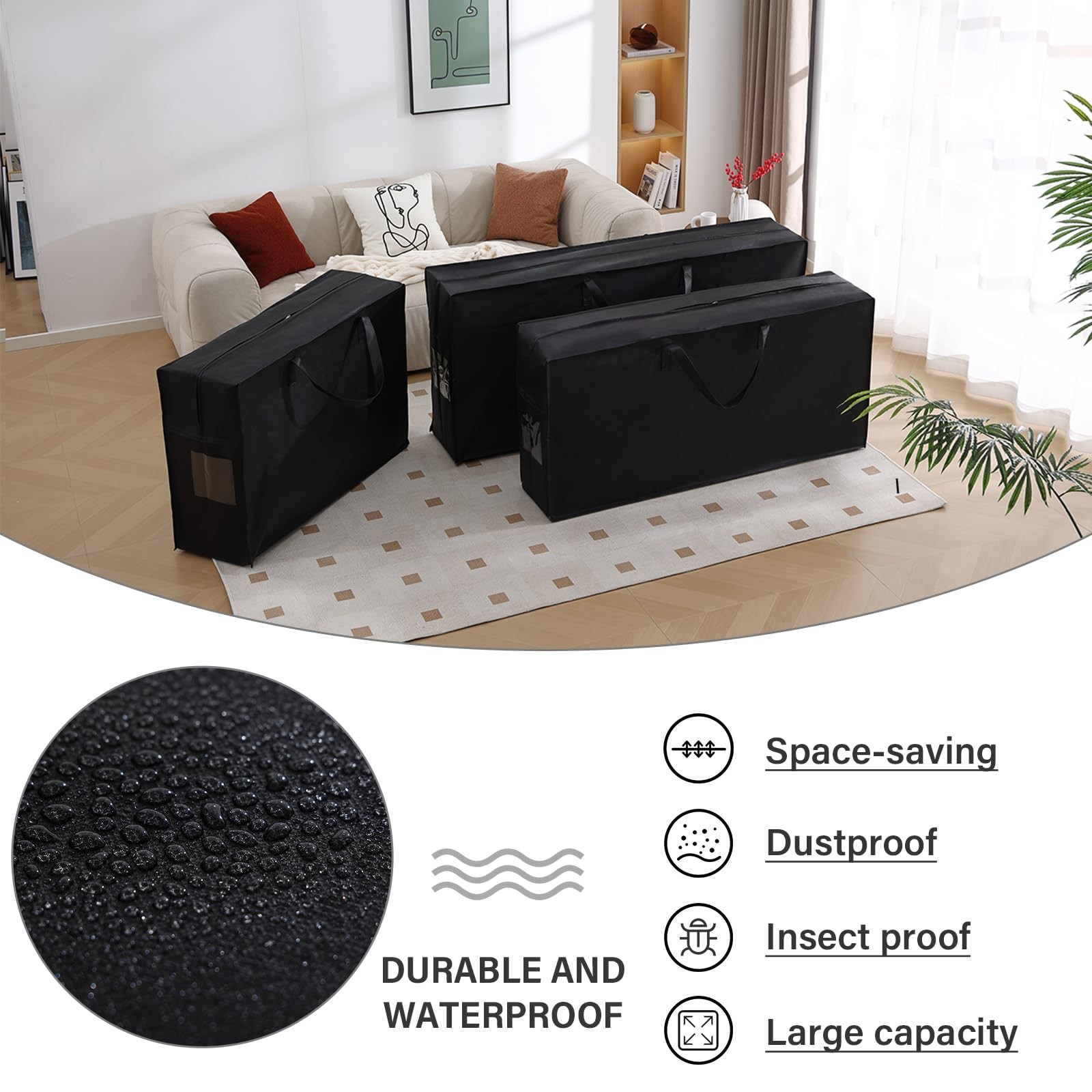 Folding Mattress Storage Bag, Carry Case for Trifold Memory Foam Mattress, Co…