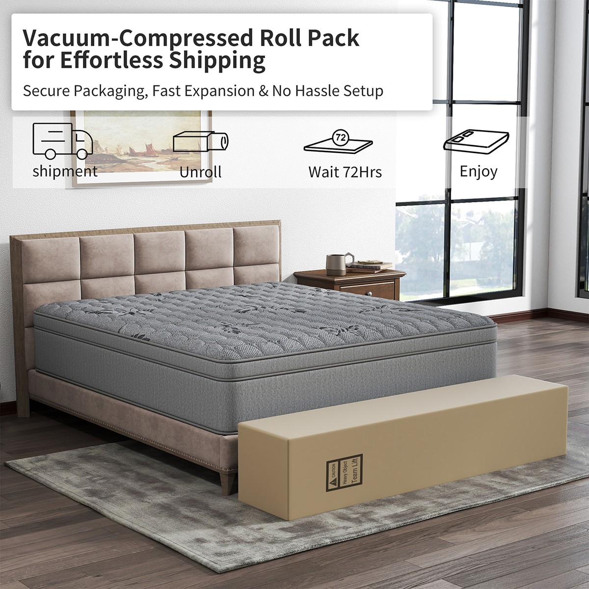 12″14″ Gel Memory Foam Hybrid Spring Mattress in a Box Twin Full Queen King Size