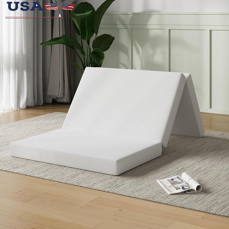 Portable Trifold Mattress Memory Foam Folding Bed Sofa Cushion Sleep Solution US