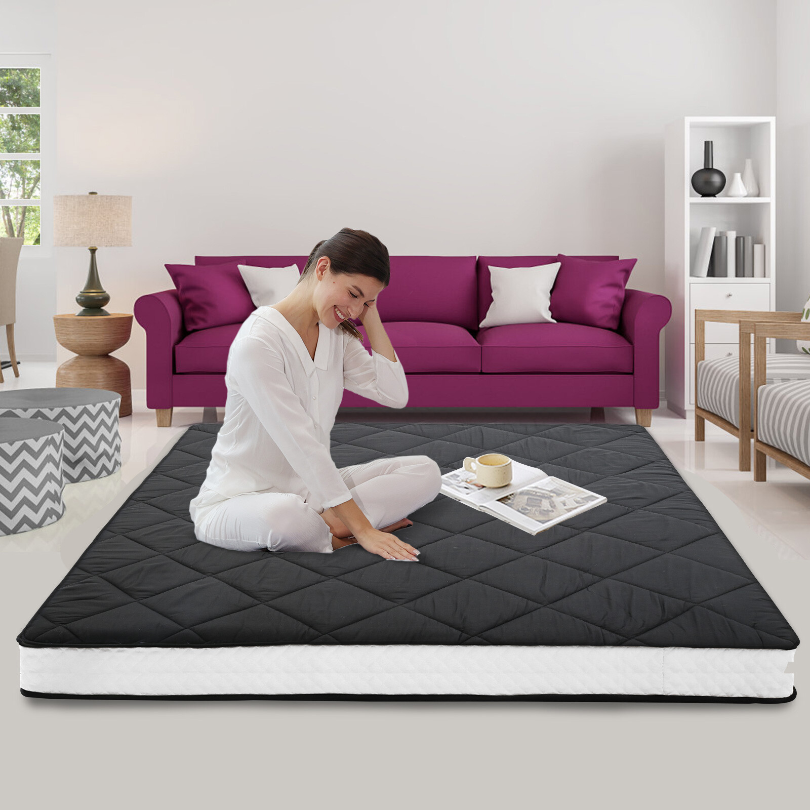 SLSY Futon Floor Mattress, Diamond Pattern Japanese Thicken Futon Mattress Home