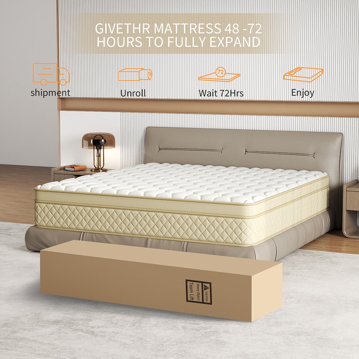 14 Inch Queen Size Hybrid Mattress Gel Memory Foam Pocket Springs Medium Firm