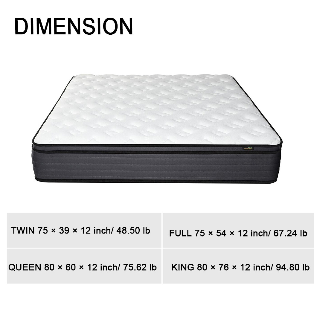 14” Mattress Hybrid Spring Memory Foam Twin Full Queen King Size Bed in a Box