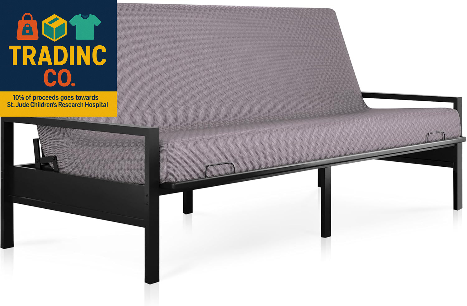 Full Size Grey Memory Foam Futon Mattress (Frame Not Included)