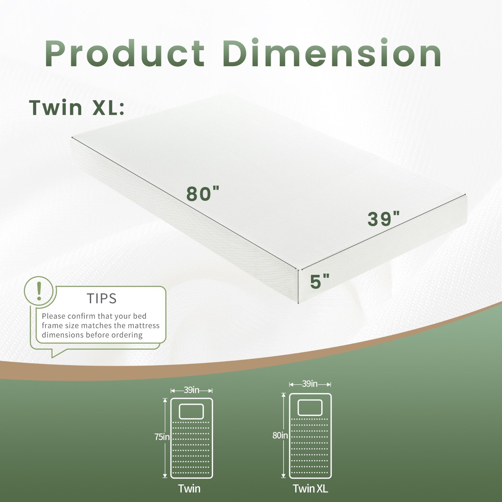 VIPKOE 5″ 6″ Mattress Medium Firm Gel Memory Foam CertiPUR-US,TwinTxl Full Queen