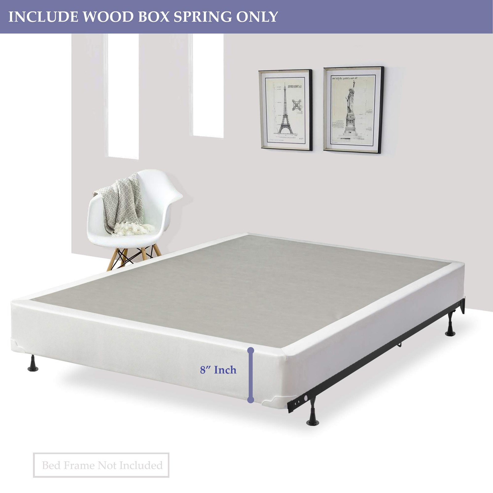 Fully Assembled Wood Traditional Spring/Foundation for Mattress, Twin XL