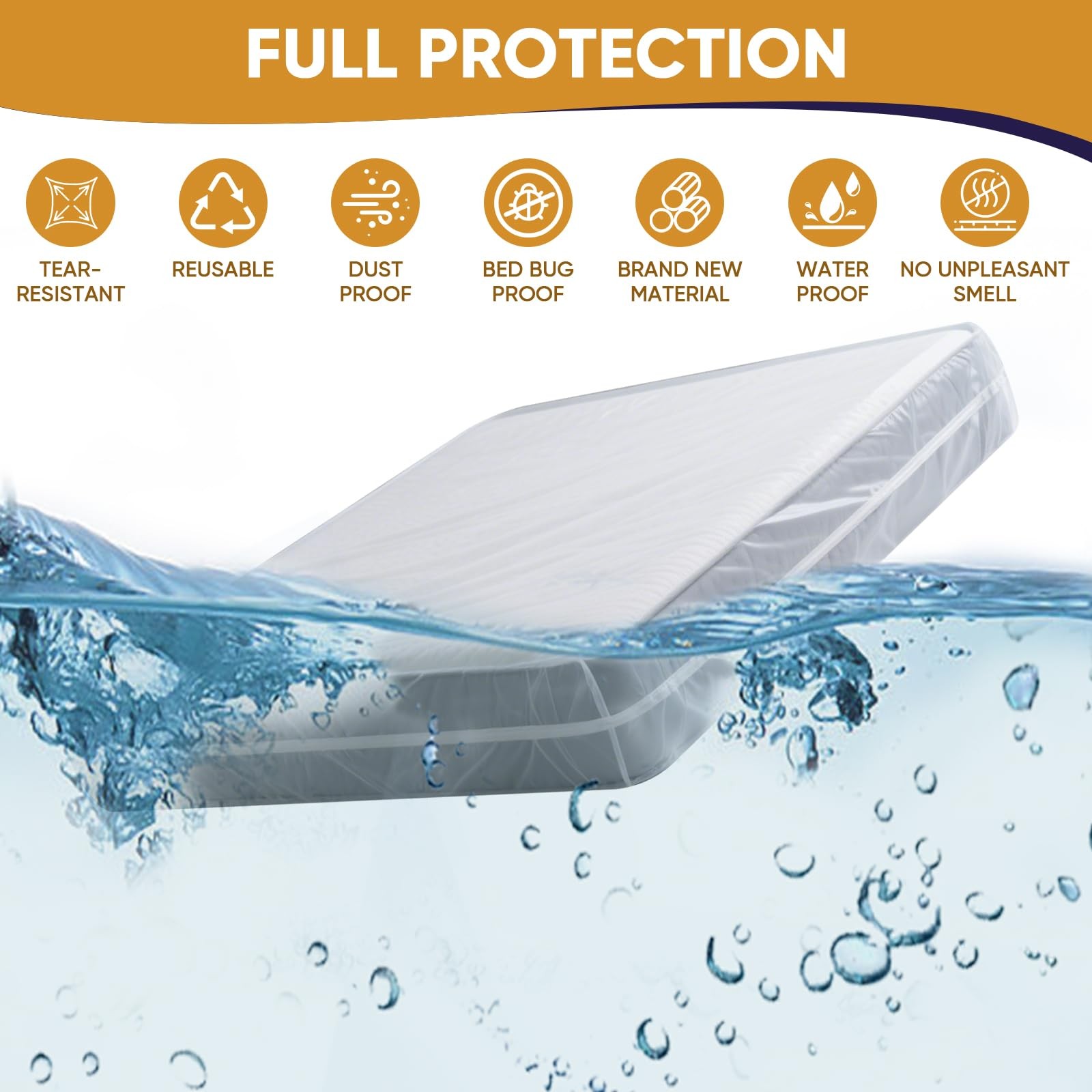 Queen Bed Mattress Bag, Waterproof Storage Moving Protection Cover, White