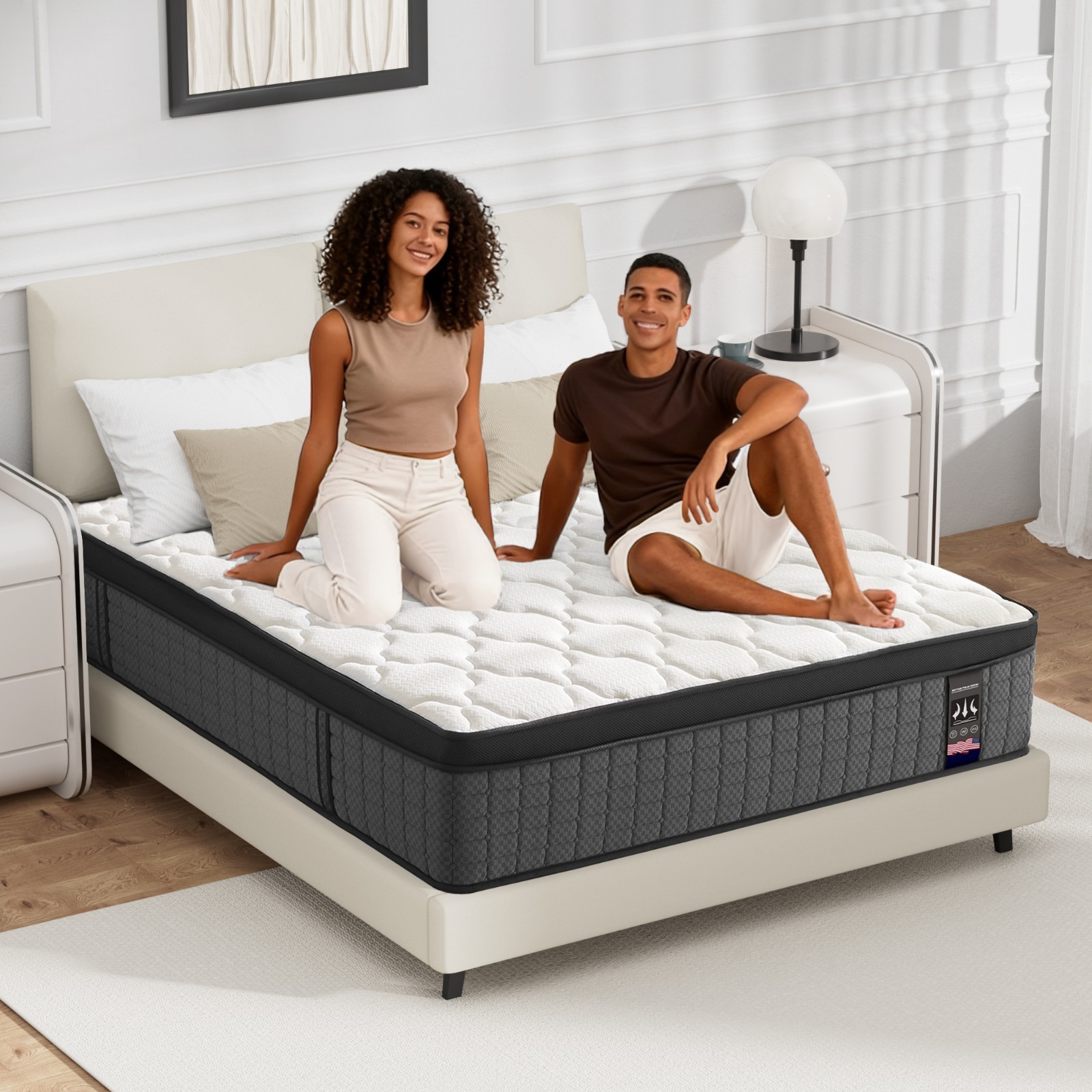 14″ Gel Memory Foam Mattress Hybrid Spring Queen Mattress Medium Firm in a Box