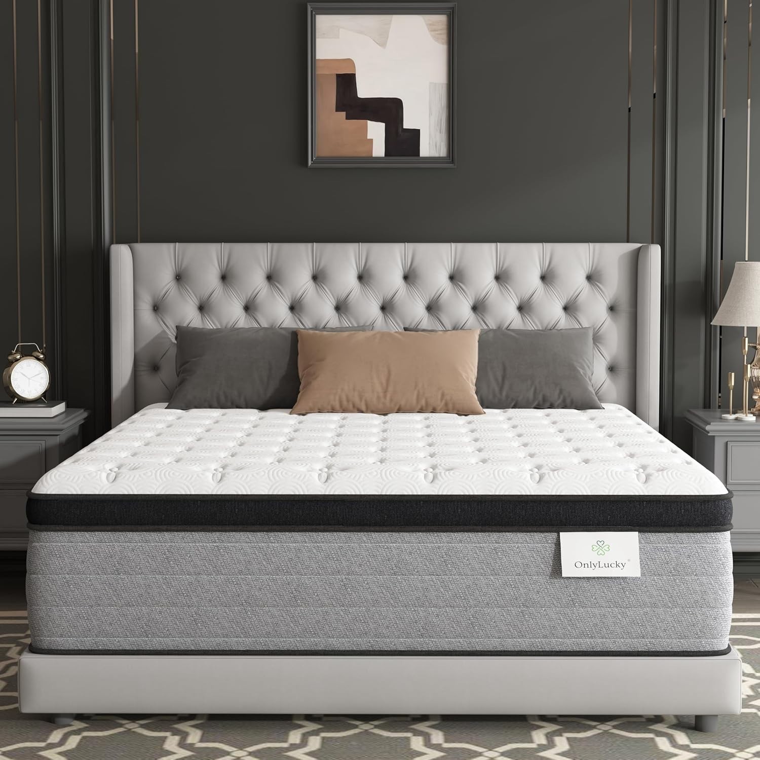 Firm King Mattress 14 Inch, Luxury Hybrid King Size Mattress in a Box, 7-Zones I