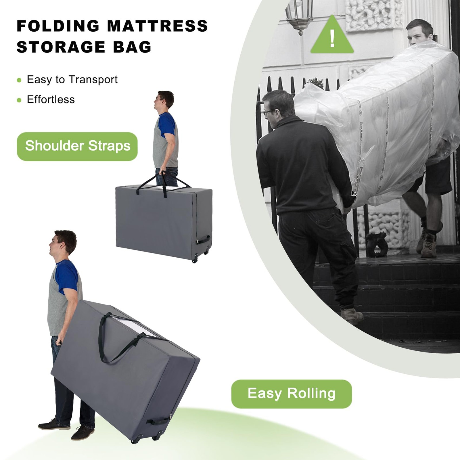 Folding Mattress Storage Bag with Wheels & Handles – 900D Heavy Duty Storage …