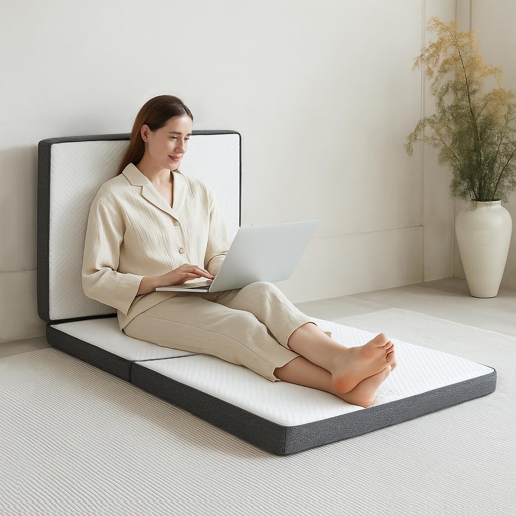 3 Inch Portable Tri-Folding Memory Foam Mattress – Removable and Washable Cover