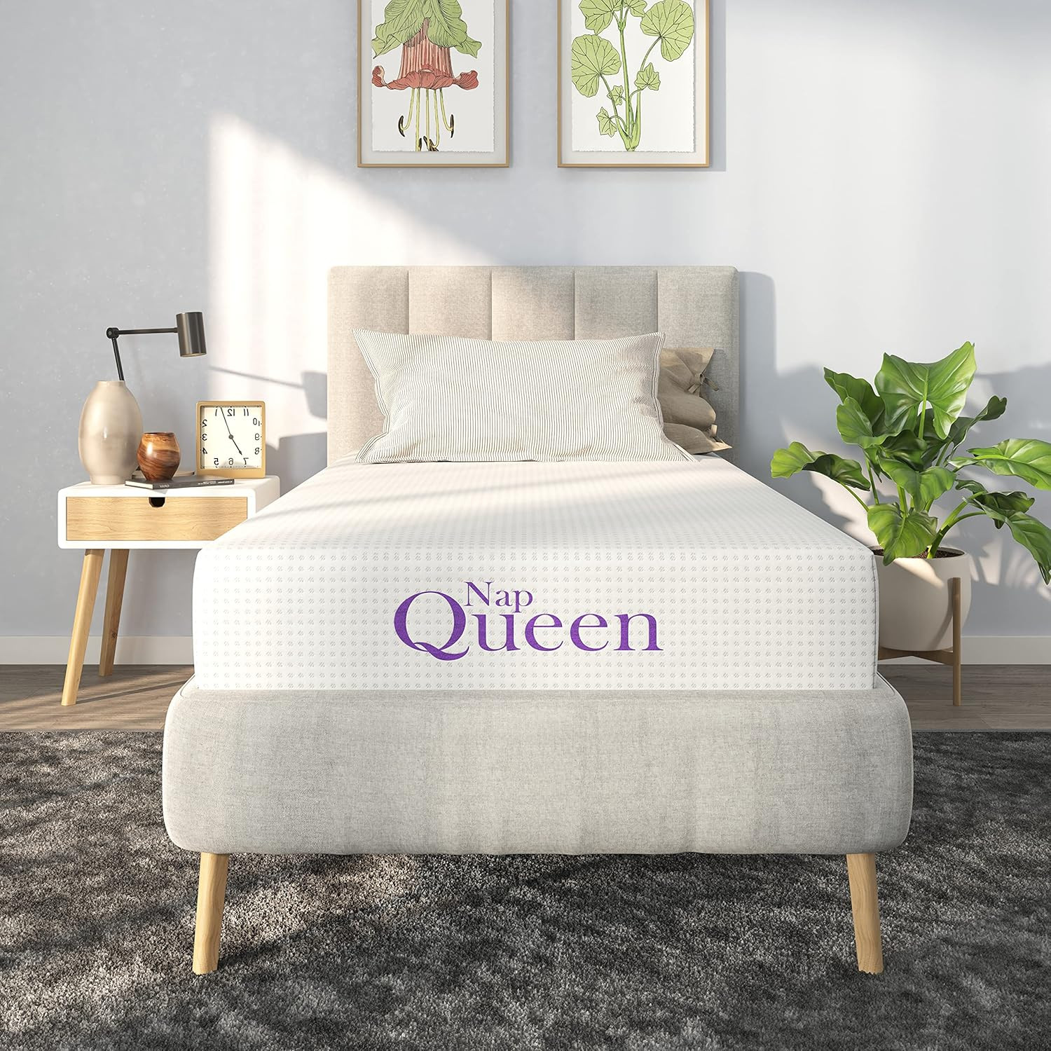 10 Inch Twin-Xl Size Mattress, Bamboo Charcoal Memory Foam Mattress, Bed in a Bo