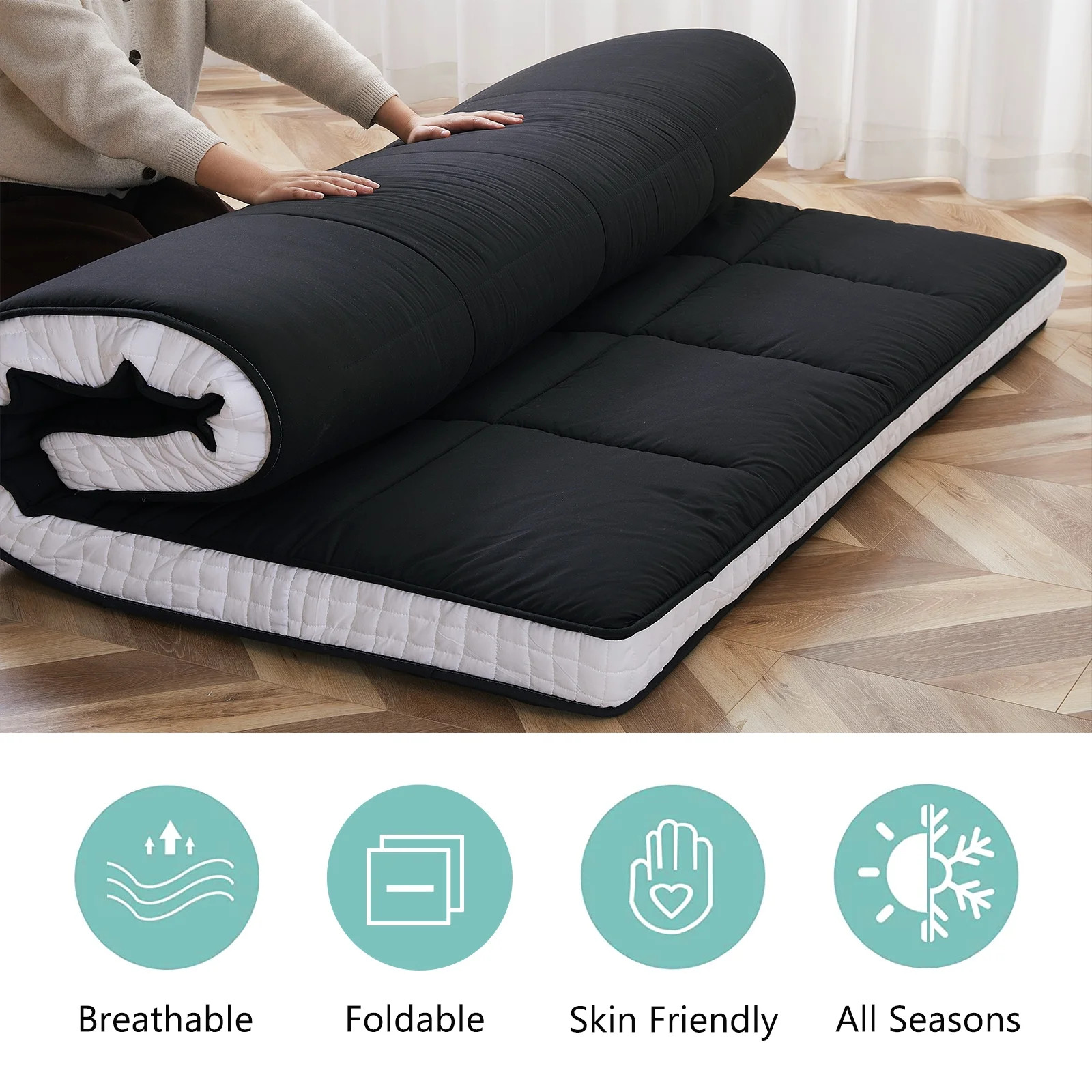 Floor Futon Mattress Thick Sleeping Pad Full Size (80*54*4In)