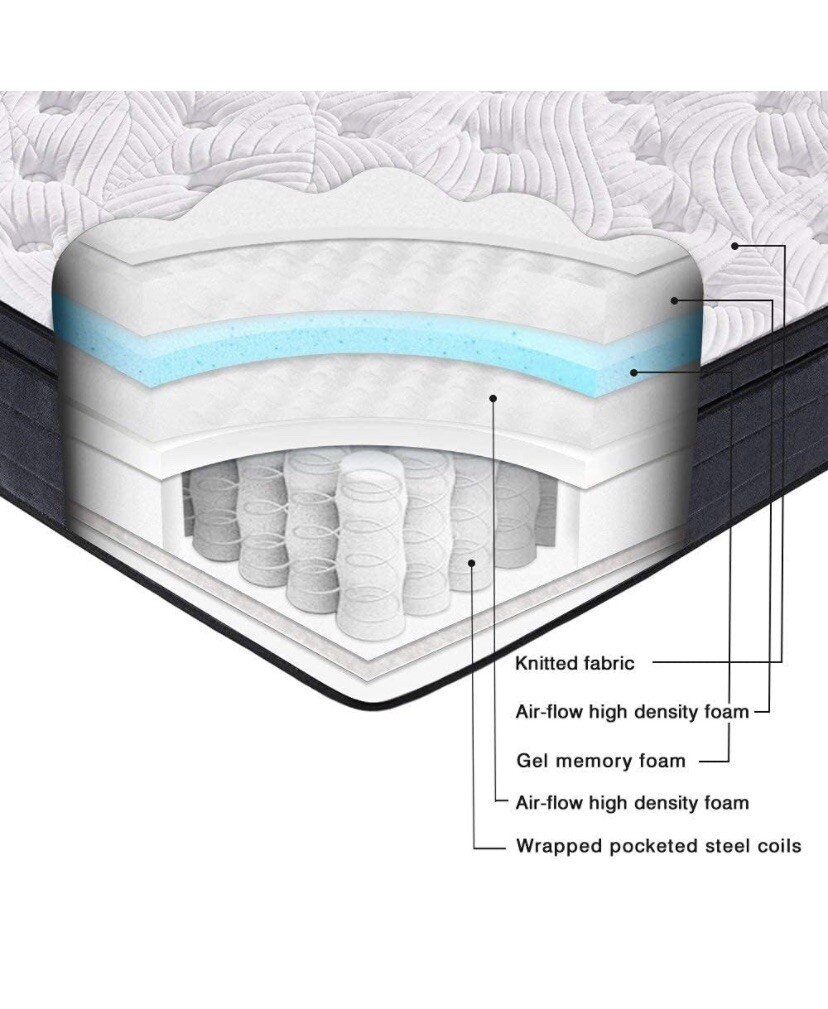 Sweetnight King Mattress 12 In. Plush Pillow top Hybrid Brand New