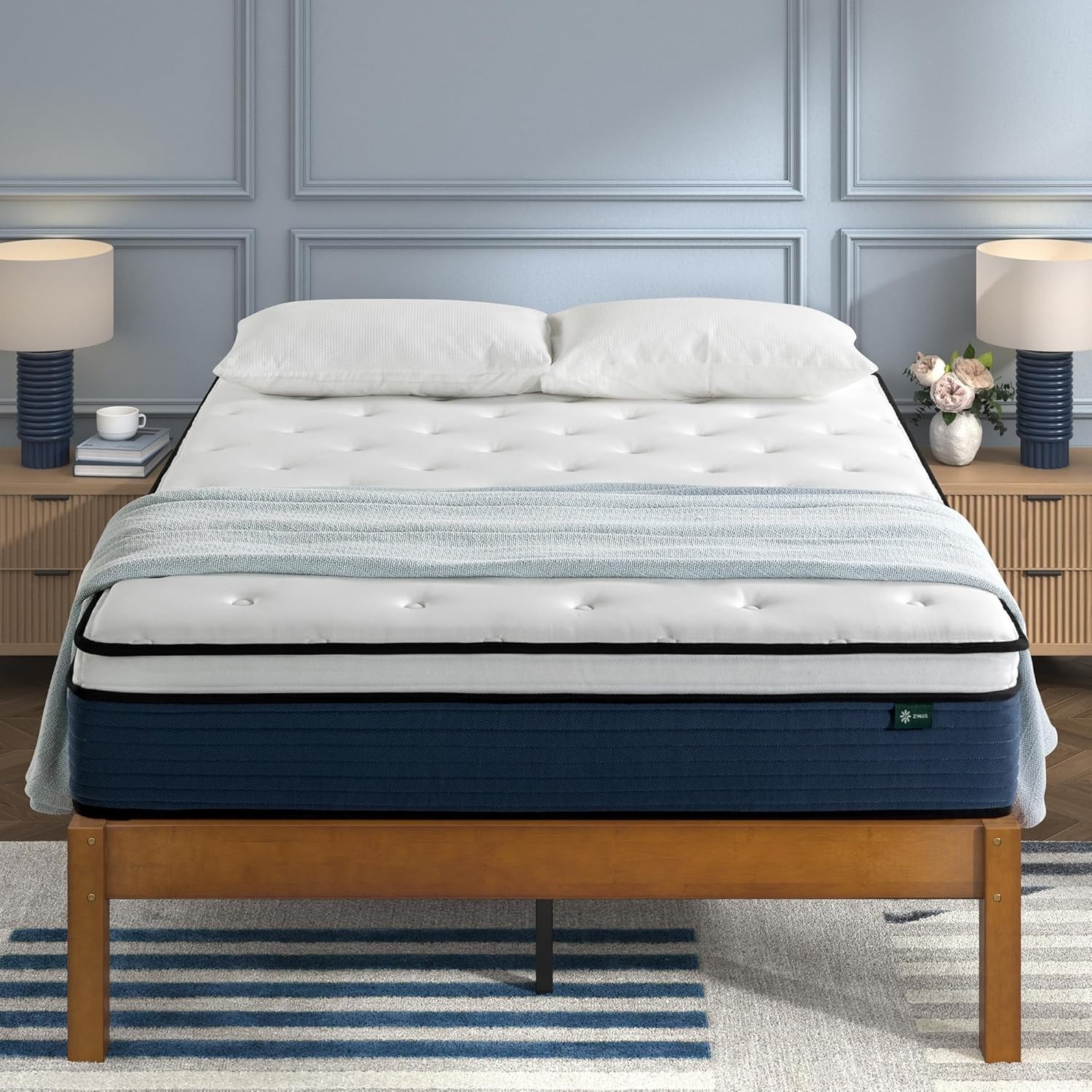 Zinus 10″ Pressure Relief Comfort Support Firm Hybrid Mattress Pocket Spring