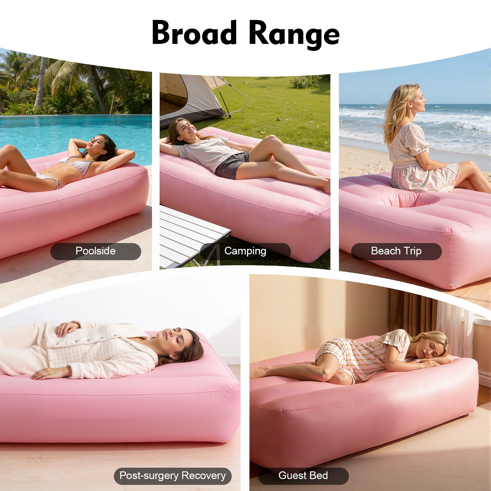 Foldable Inflatable Mattress w/ Reusable Electric Air Pump Post Surgery Recovery