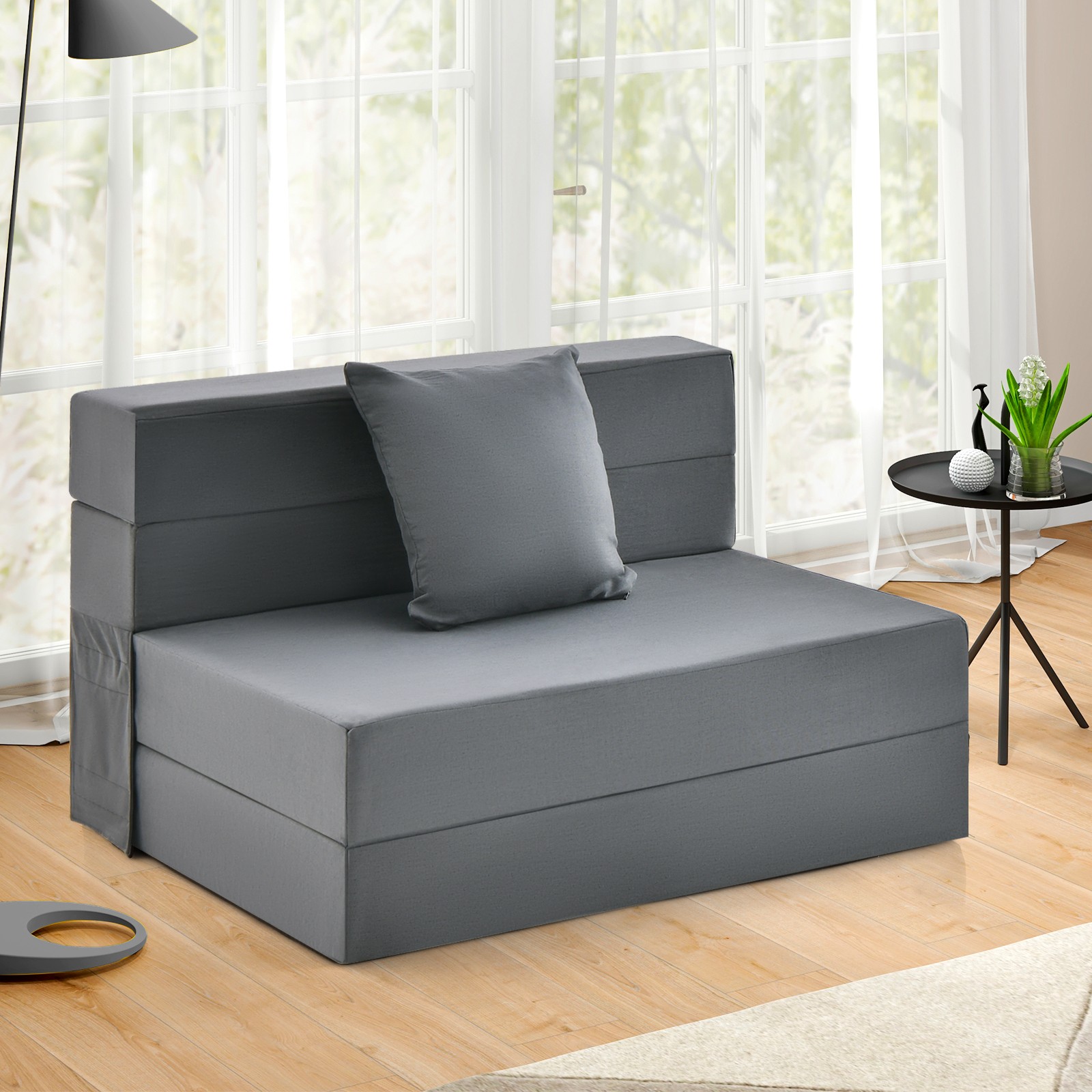 Folding Mattress w/ Pillow 6 Inch Tri-fold Sofa Bed w/ High-Density Foam