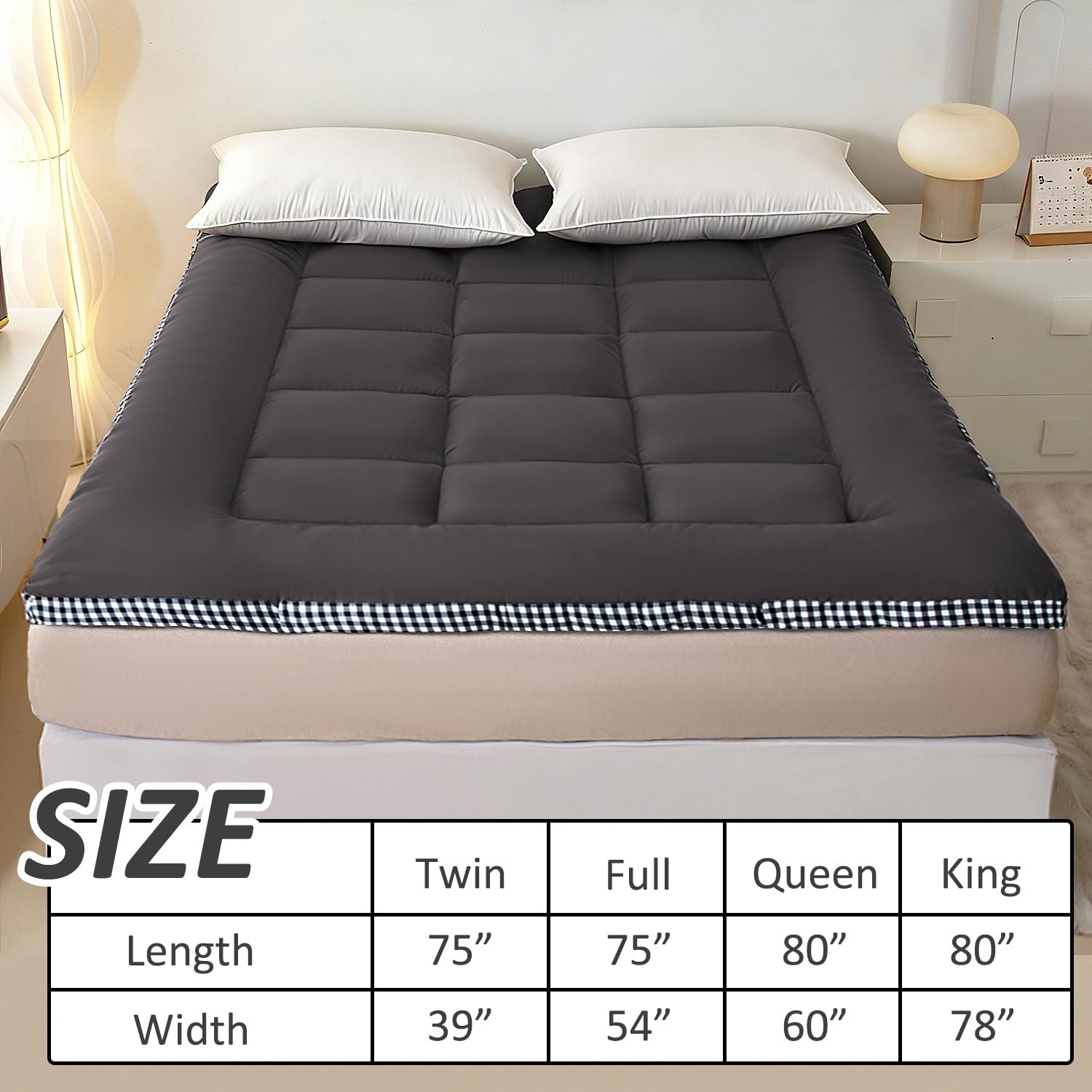 Thick Mattress Topper Twin Size – Non-Slip Mattress Pad Cover for Back Pain B…