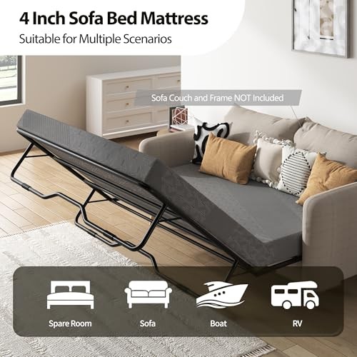4 Inch Full Size Gel Memory Foam Sofa Mattress Sofa Full 4.0 Inches Dark Gray2