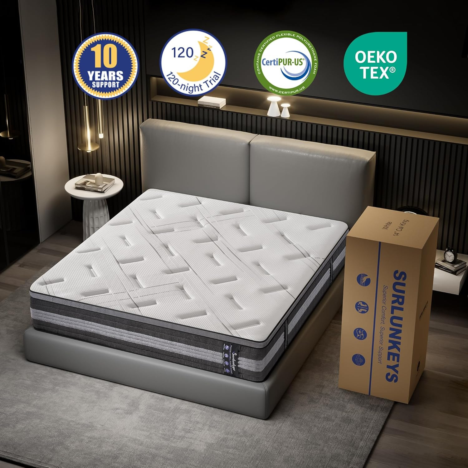 King Size 14″ Hybrid Mattress – Medium Firm with Memory Foam & Pocket Springs