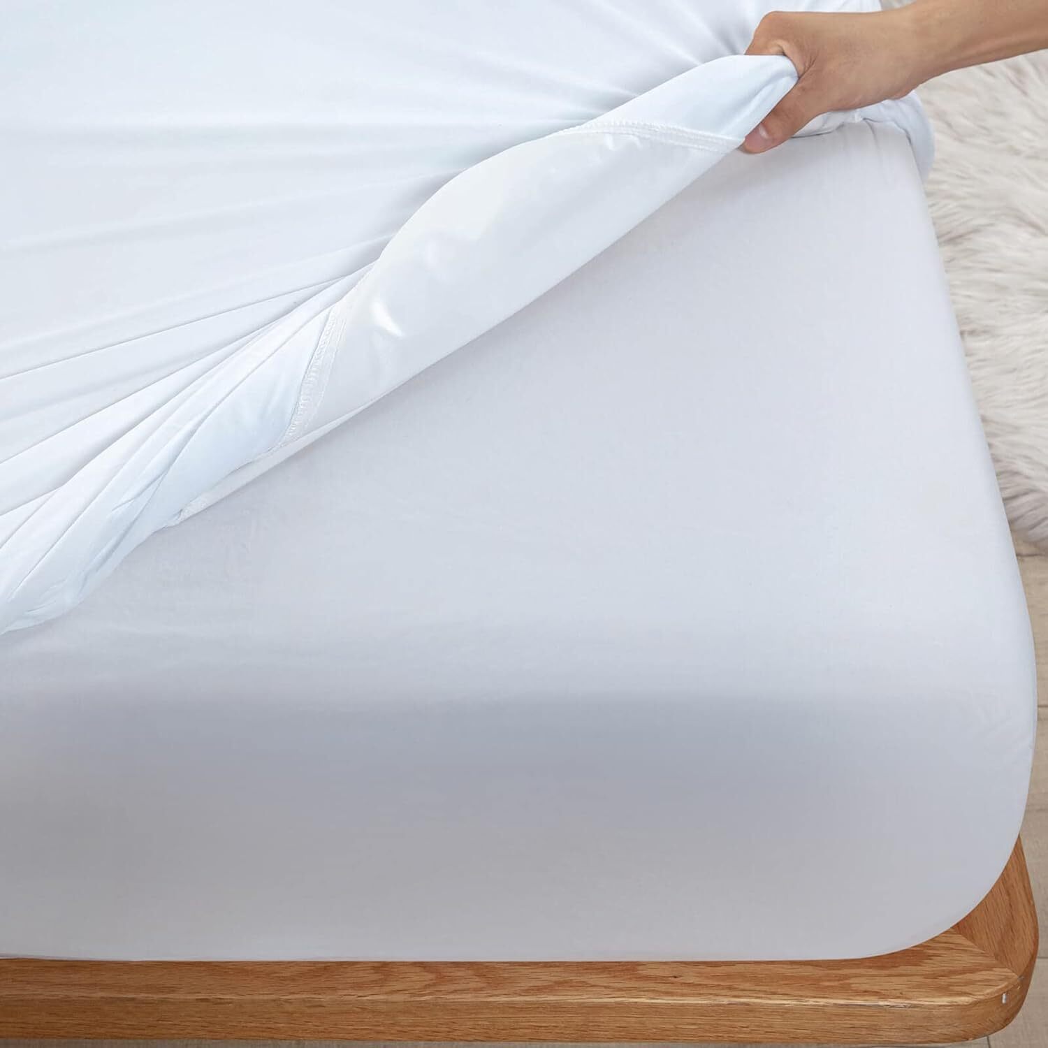 Waterproof Split King Mattress Protector for 2x(39×80), White