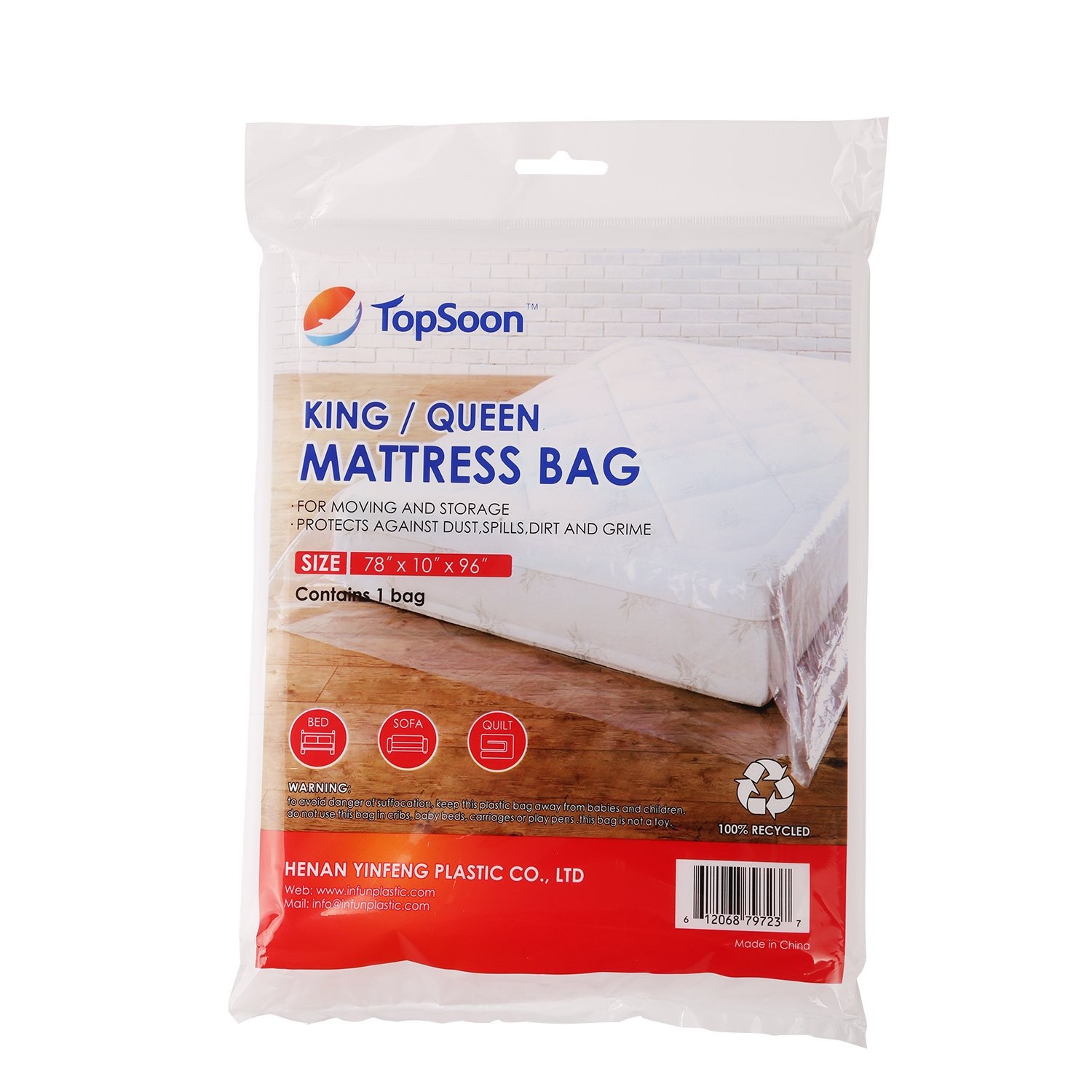 Mattress Bag for Storage Mattress Disposal Bag King/Queen Size Clear