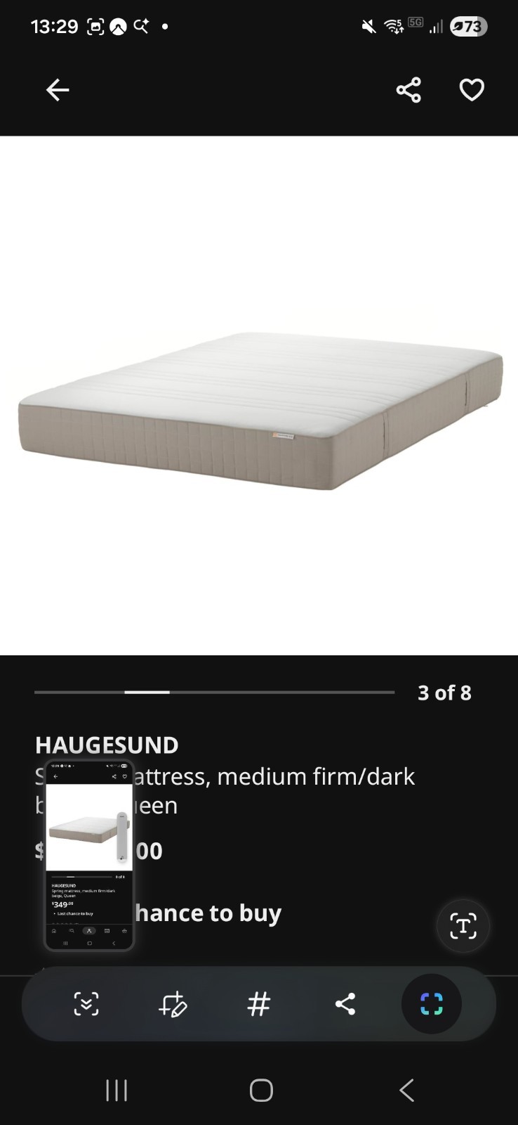 IKEA spring mattress, Queen Size, medium firm (HAUGESUND)