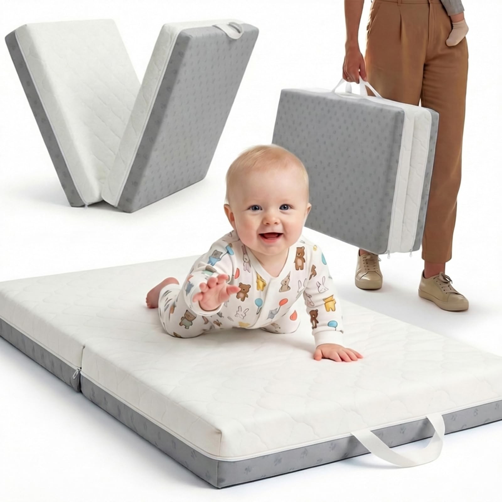 3-Inch Thick Memory Foam Pack and Play Mattress, Portable Baby Playpen Bed, Wash