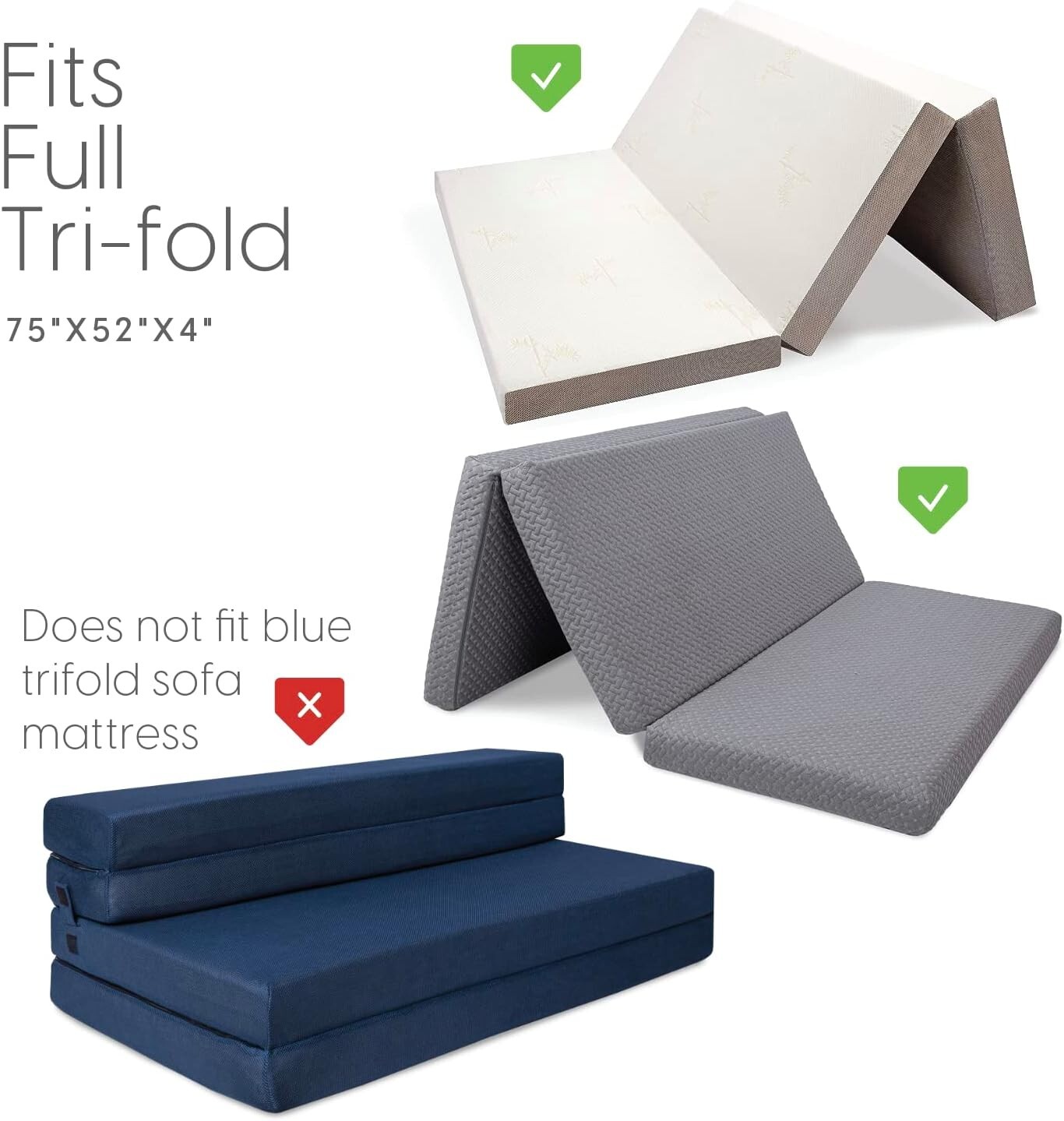 Custom Fit Carry Case for 4″ Full Size Tri-Fold Mattress—Lightweight & Durable
