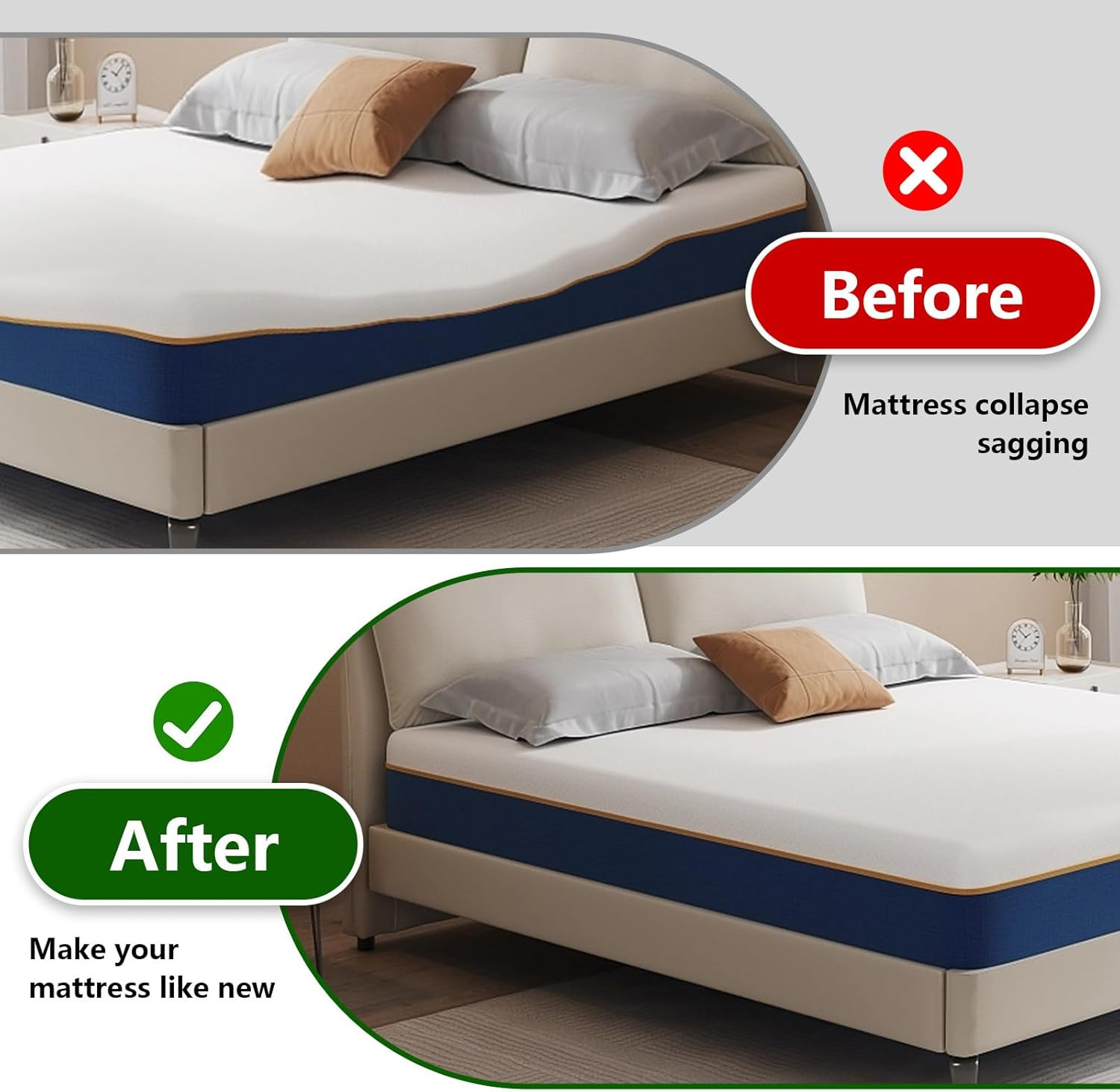 High-Density Mattress Support Foam for Sinking Beds – 60″x24″x2″ (Grey)