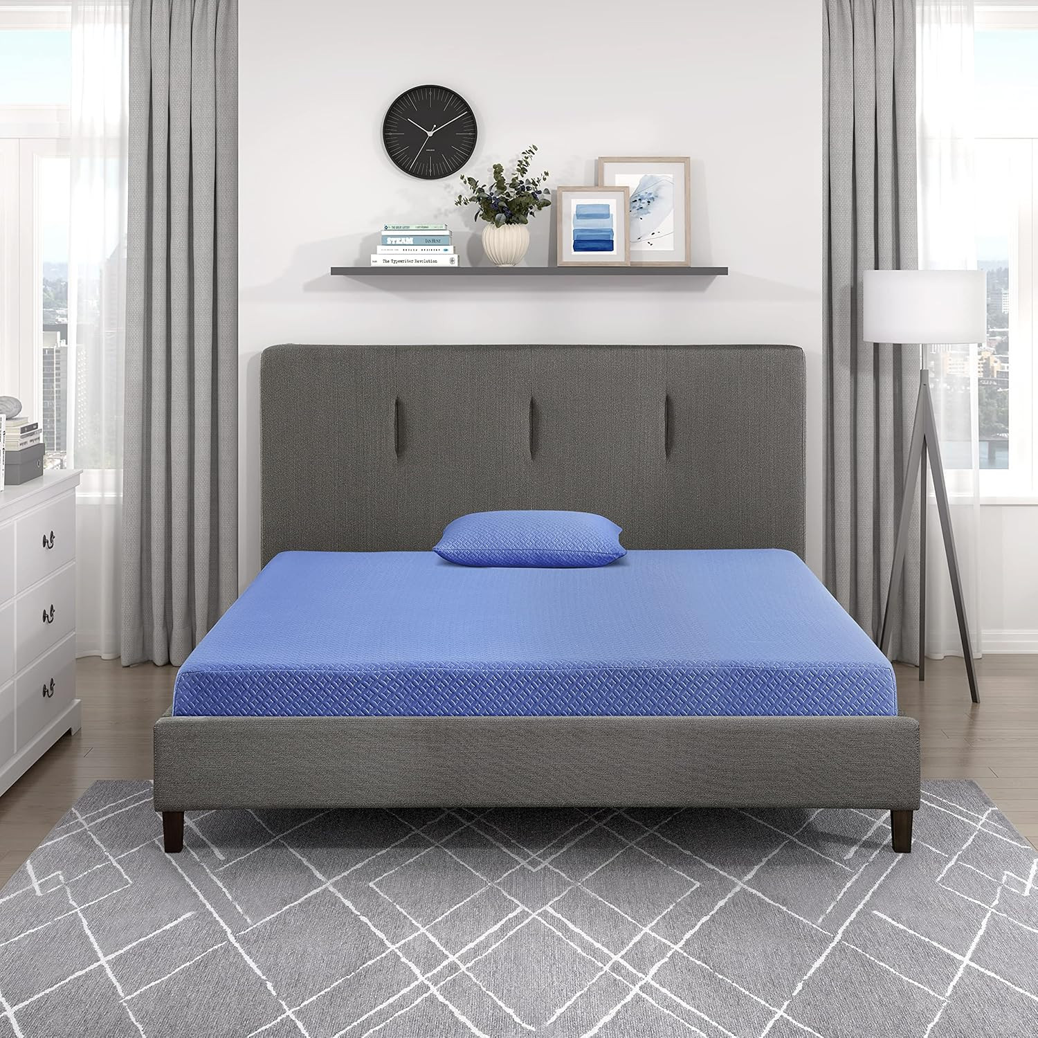 Valente 7-Inch Blue Gel-Infused Memory Foam Mattress Set, Full Size