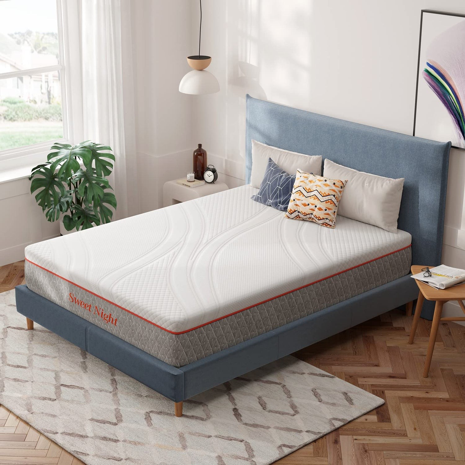 SWEETNIGHT KING MEMORY FOAM MATTRESS 12″ ULTRA SOFT GEL INFUSED – GRAY/WHITE