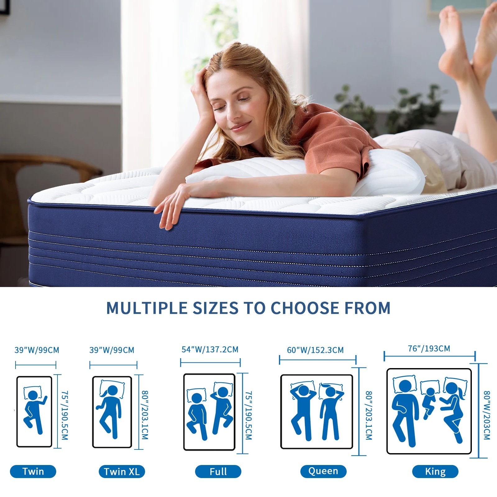 10″ 12″ Hybrid Mattress-Gel Memory Foam with Springs Twin Full Queen King Size