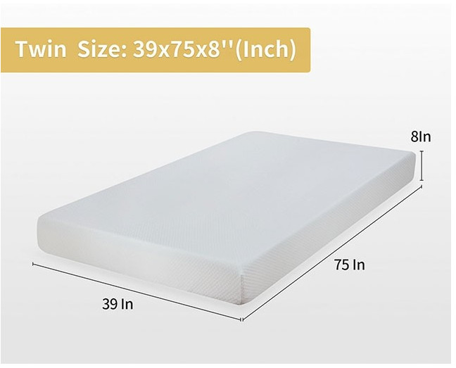 8″ Gel Memory Foam Medium-Firm Mattress Twin/Twin XL/Full/Queen