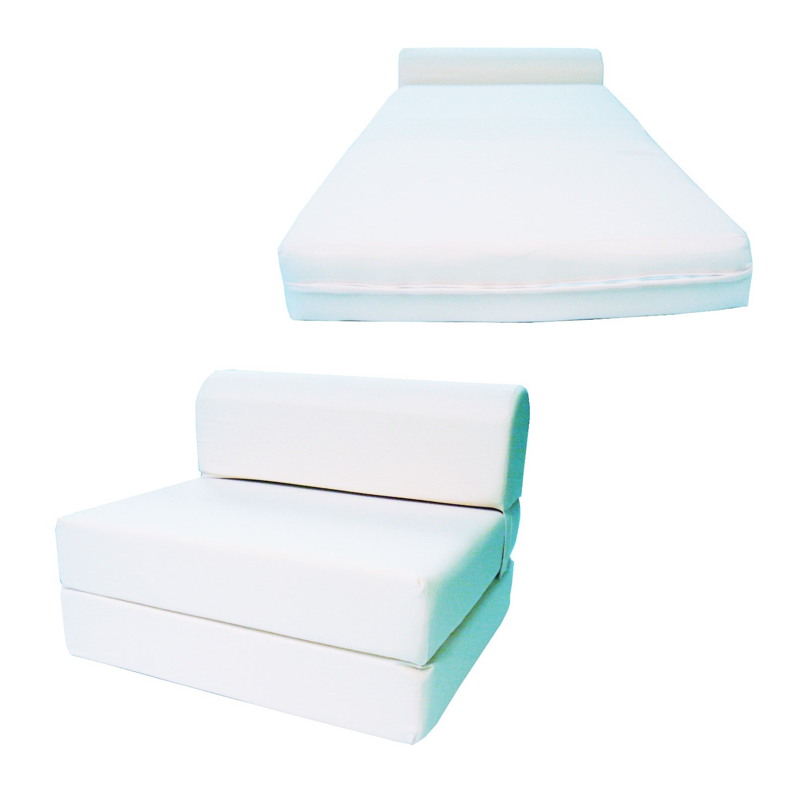 White 6x36x70 Sleeper Chair Folding Foam Beds, Studio Sofa. Foam Density 1.8 lbs