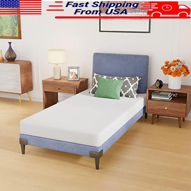 Twin Size Mattress 6 Inch Gel Memory Foam Mattress in a Box Medium Firm White