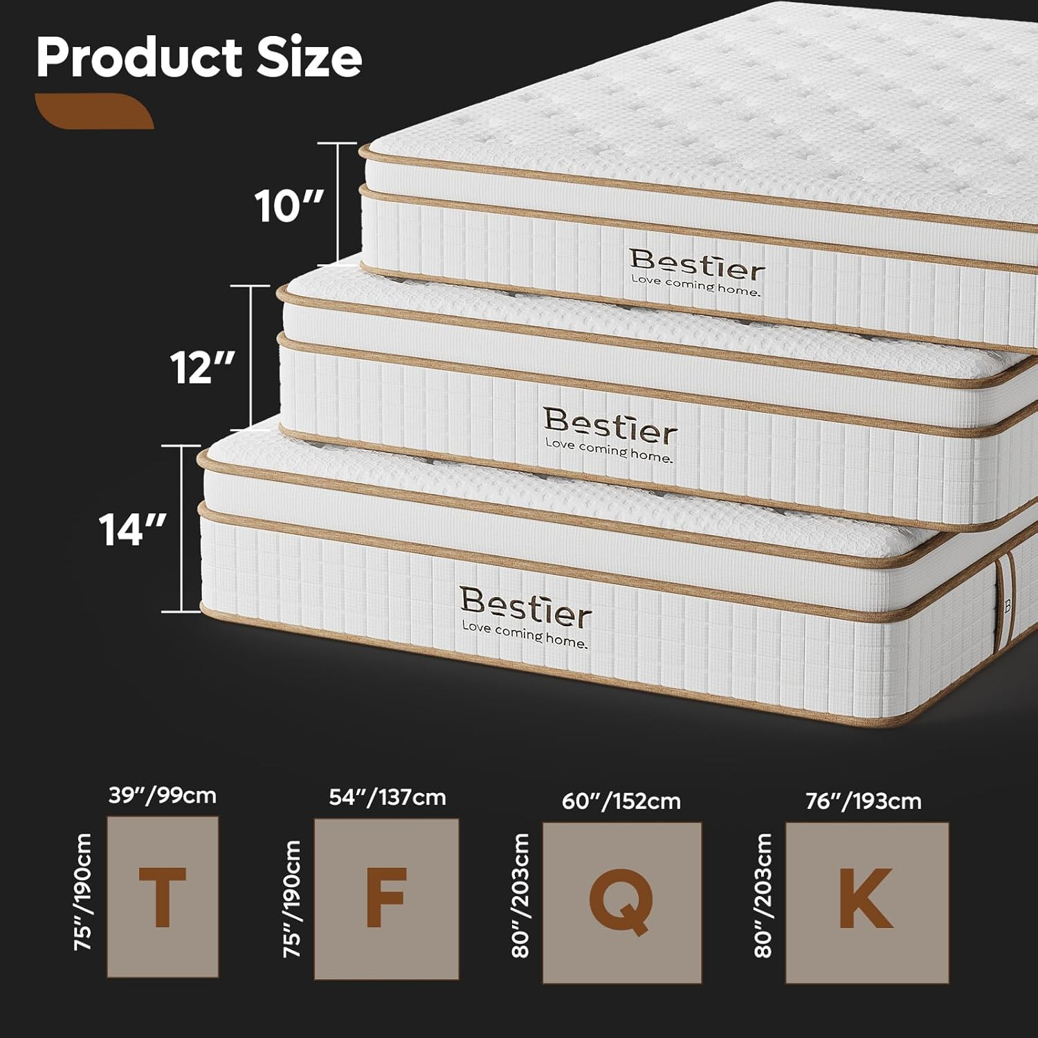 12″ Full Hybrid Mattress with Cooling Cover & Edge Support for Back Pain Relief