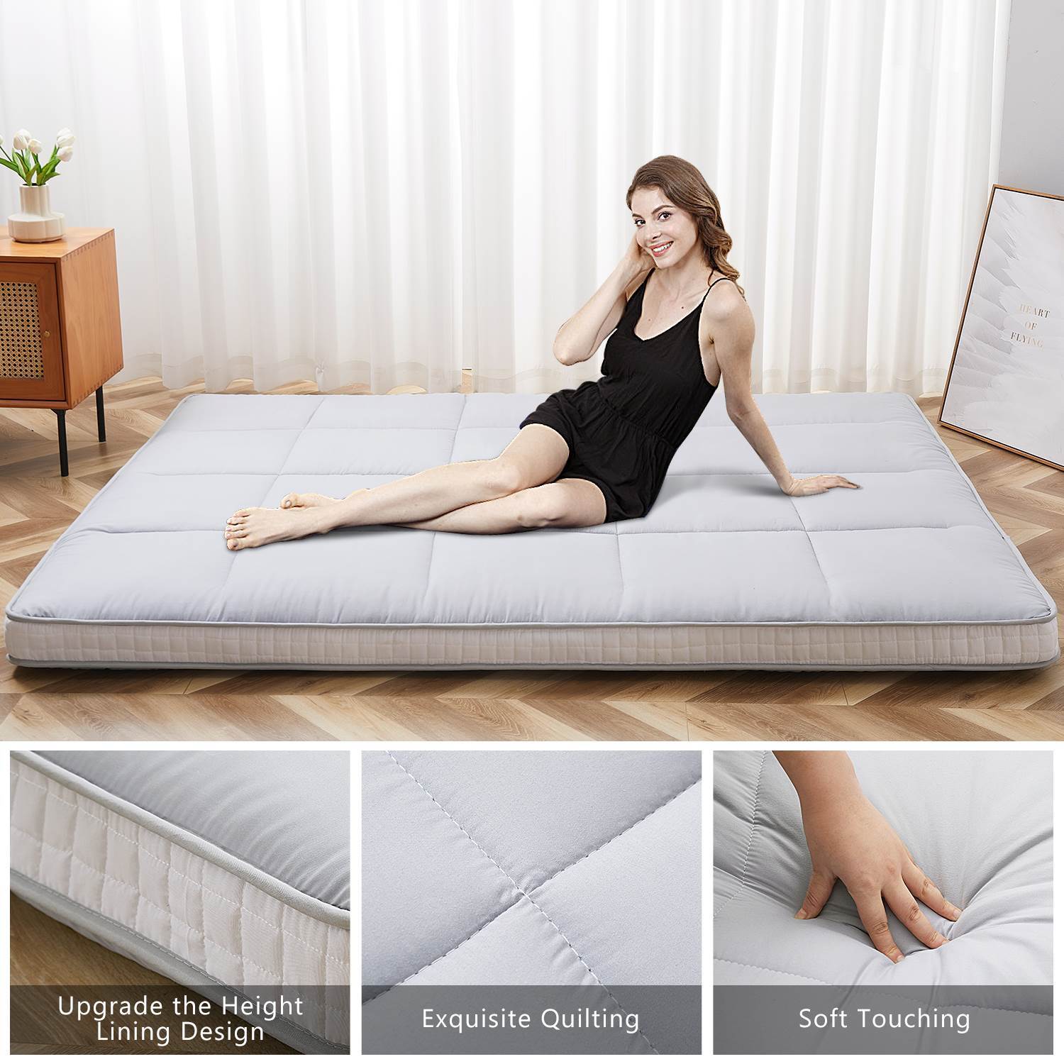 Queen/Full/Twin Size Floor Mattress Japanese Thick Futon Mat Portable Folded Pad