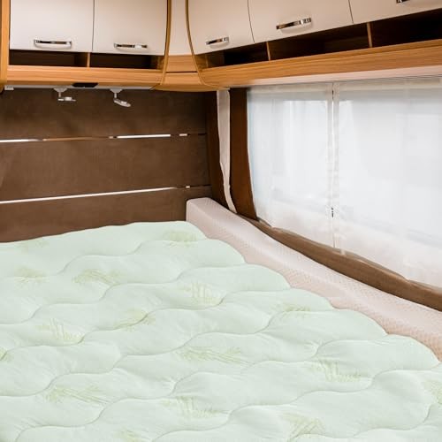 Viscose Short Queen Mattress Topper for RV Camper, Dual Layer 2 Inch Cooling