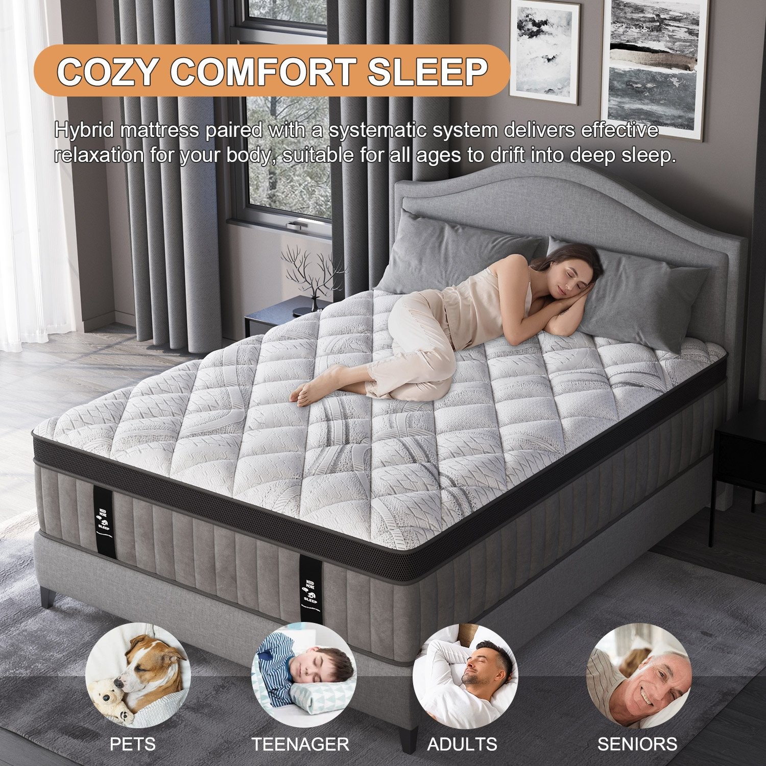 12″ 14″Twin Full Queen King Size Gel Memory Foam Spring Mattress In A Box