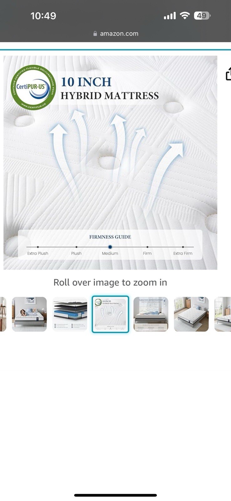 Coolvie Hybrid Queen Mattress 10 Inch – Medium Firm Queen