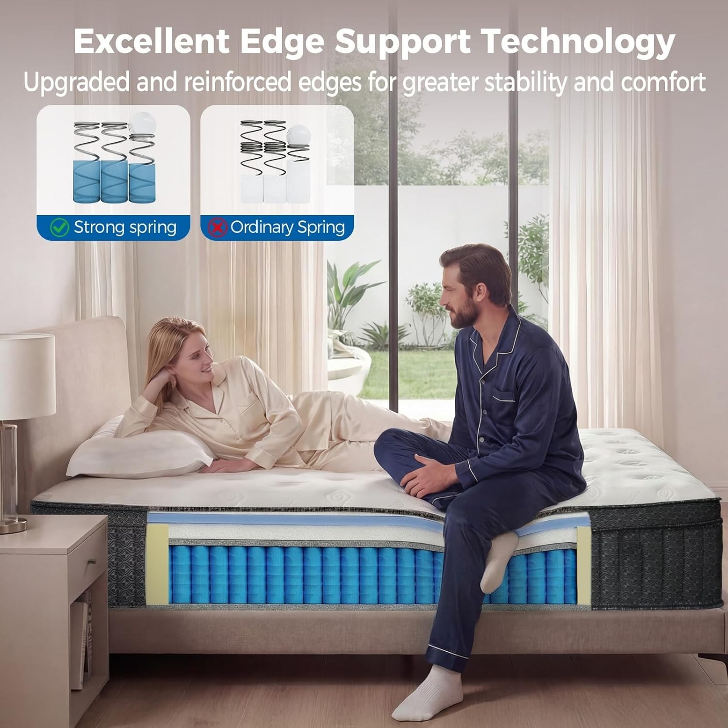 King Mattress,12 Inch king size Mattress in a Box, Medium Firm Hybrid Mattress w