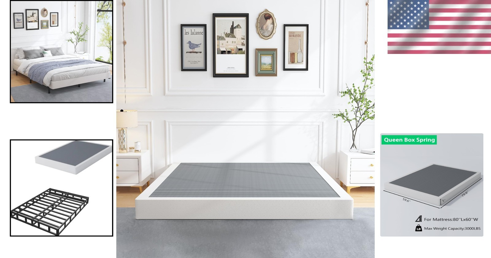 Heavy Duty Metal Box Spring Queen 5 Inch Low Profile Noise Free Support