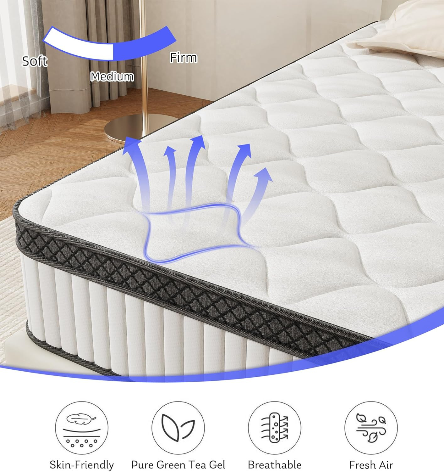 Queen Mattress,10 Inch Hybrid Mattress in a Box with Gel Memory Foam and Pocket