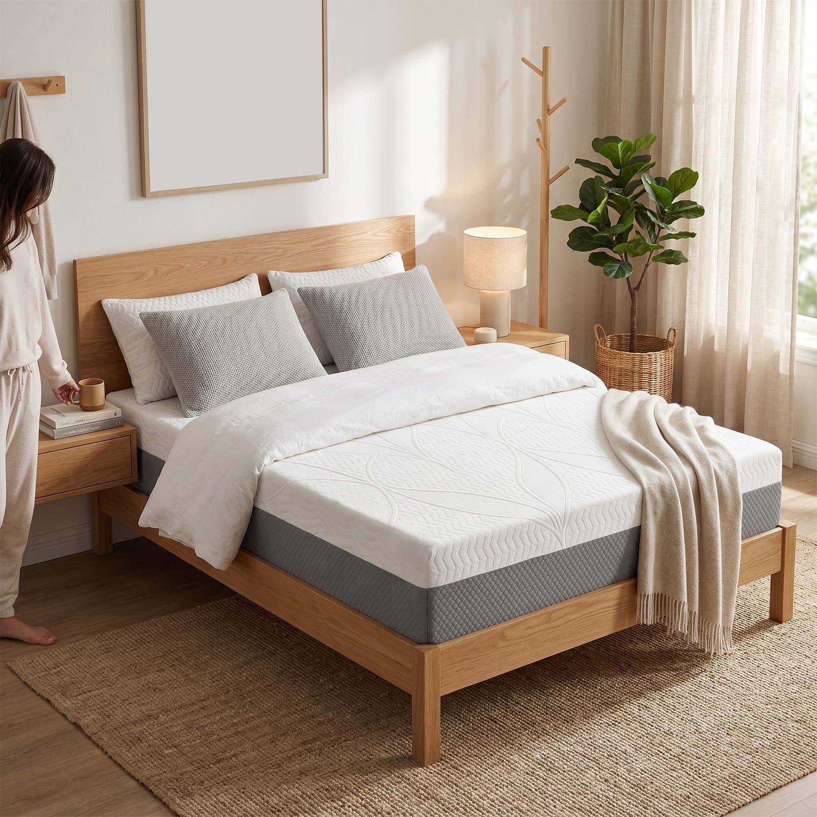 Queen Size Memory Foam Mattress Compressed Box Delivery Easy Setup for All Frame