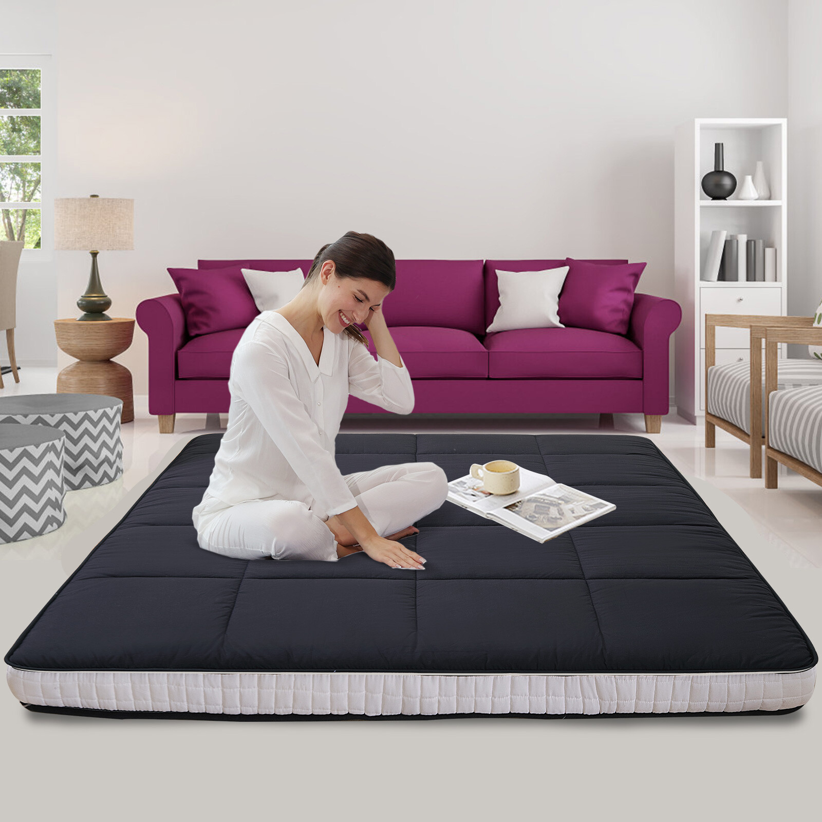 SLSY Japanese Futon Mattress Foldable Roll Up Mat Boys Girls Dormitory Pad Kids