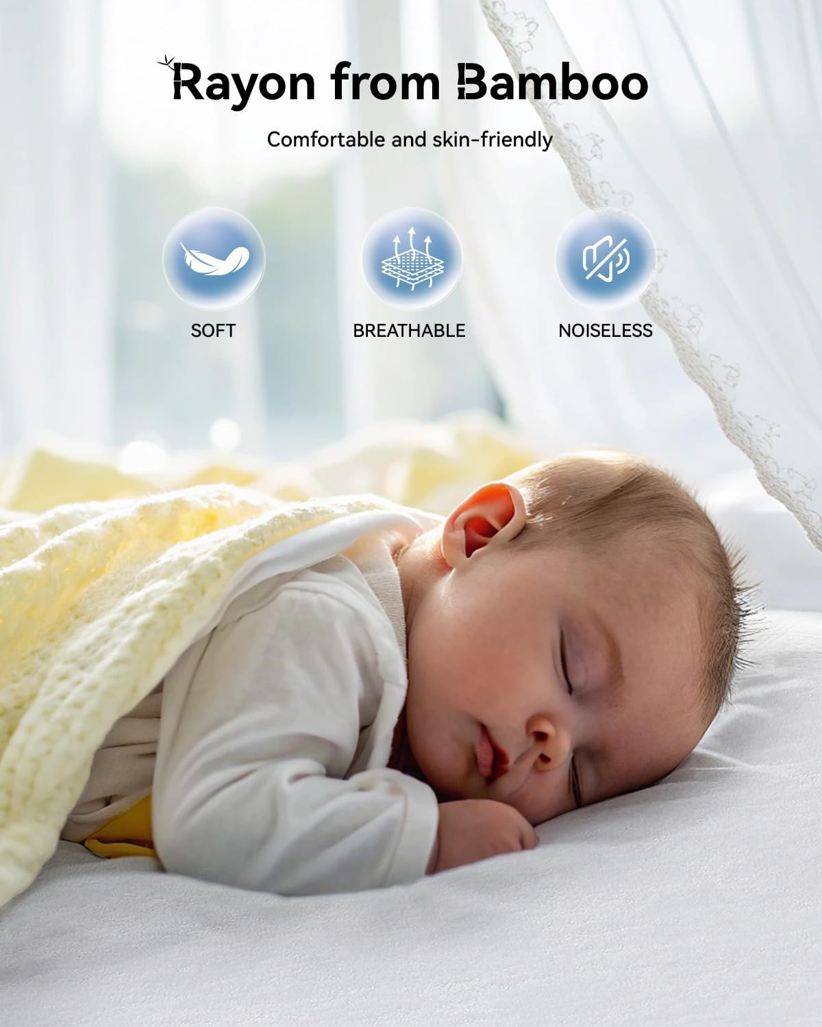 King Size Cooling Waterproof Mattress Protector Pad King, Classic-white